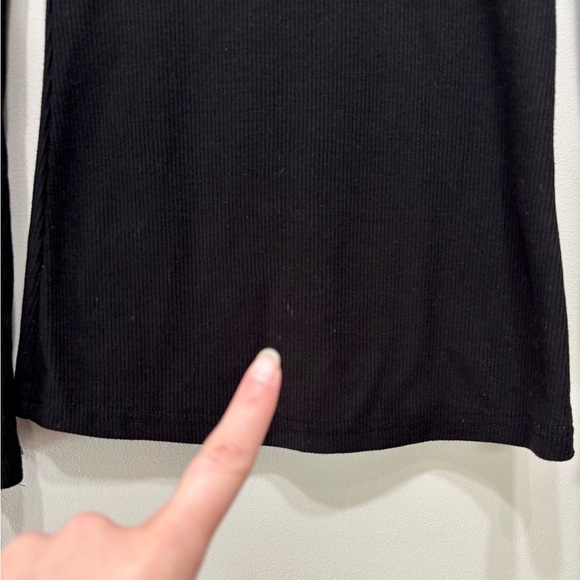 SHEIN Contemporary Classic Ribbed Long Sleeve Mock Neck Fitted Shirt Top Black - Picture 7 of 8